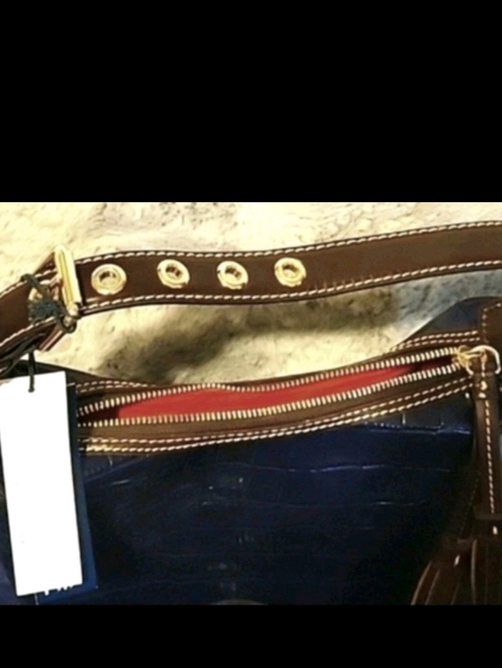 New Dooney & Bourke Oakdale Paige Crocodile Embossed Crossbody Midnight Blue - Picture 7 of 14